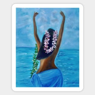 Hula on the Beach Flower Leis Sticker